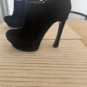 Yves Saint Laurent Black Suede Heeled Boots
